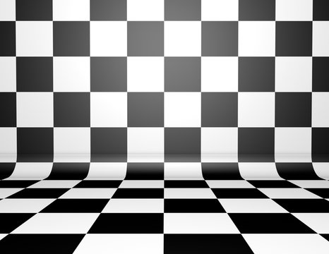 Chess board illustration tiled background with black and white pattern.