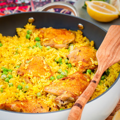 Chicken Thigh and Rice Biryani with Green Peas