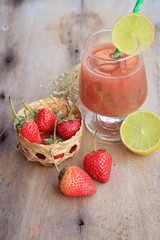 fresh strawberry with juice