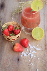 fresh strawberry with juice