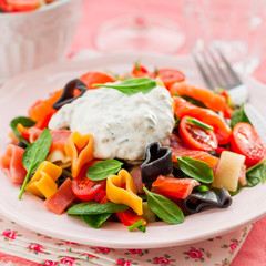 Salmon and Heart Shaped Pasta Salad with Creamy Dressing