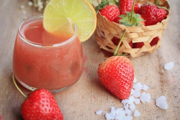 fresh strawberry with juice