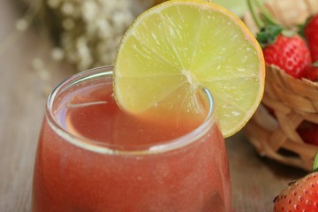 fresh strawberry with juice