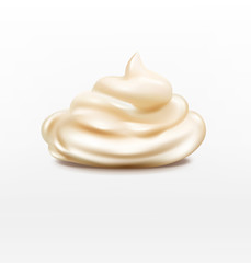 vector handful cream (mayonnaise) swirl, isolated on white backg