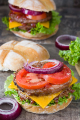 Delicious burger with cheddar cheese
