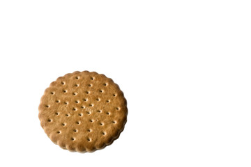 Single biscuit on white background