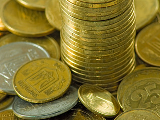 image of coins on a white background close-up