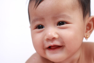 Cute Adorable Asian Baby Girl Smiling