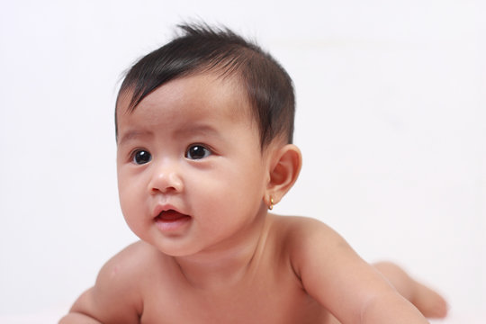 Cute Adorable Asian Baby Girl Smiling
