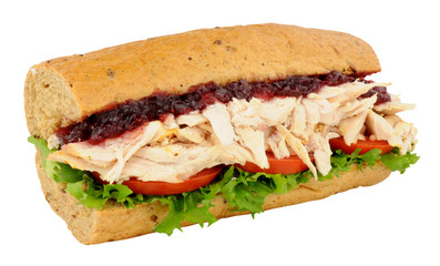 Chicken And Salad Sandwich With Cranberry Jelly