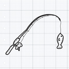 Simple doodle of a fishing rod