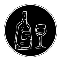 Simple doodle of a bottle of wine