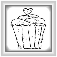 Simple doodle of a cup cake