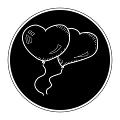 Simple doodle of heart shape balloons