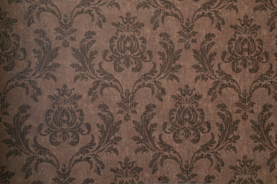 cool vintage floral wallpaper in tan and brown design