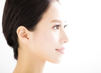 Naklejka premium closeup beautiful young woman face