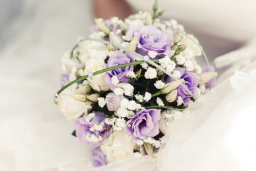 White and purple roses bride bouquet 