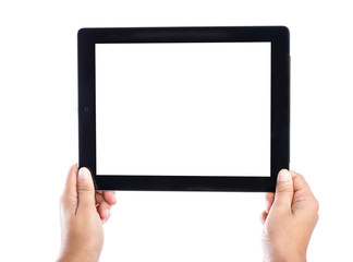 female hands holding tablet computer