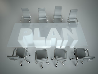 Fototapeta na wymiar Empty workspace on glass PLAN table. Top view. High resolution render. Business concept