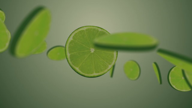 Animated Lime whit lime slices on a green background