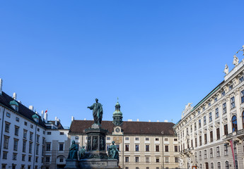 Fototapeta na wymiar A downtown street with blue sky in Vienna