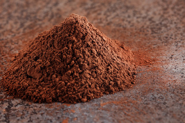 Cacao powder on a stone table