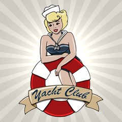 Vector illustration of vintage design. Yacht Club.
