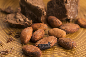 Chopped chocolate with cacao