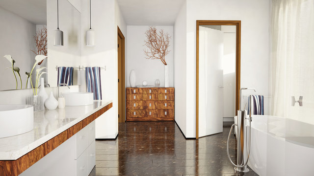 Modernes Badezimmer mit Marmor