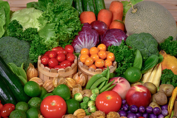 Naklejka na ściany i meble Fresh Fruits and vegetables organic for healthy lifestyle