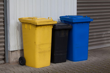 Bins For Collection Of Recycle Materials. Plastic bins. Garbage
