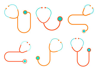 Stethoscope icons. Vector set .