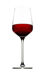 Red wine in a glass isolated on white background 