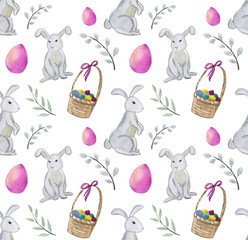 Watercolor Easter seamless pattern