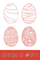 Easter eggs set with pattern. Vector illustration