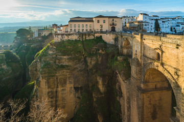 Ronda, at the Puente Nuevo Bridge over the Tajo Gorge. Andalusia. Spain