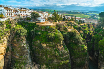 Fototapeta na wymiar Ronda, old town cityscape on the Tajo Gorge. Andalusia. Spain