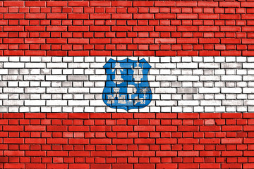 flag of Asuncion painted on brick wall