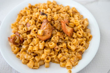 Dish of pasta with giant octopus