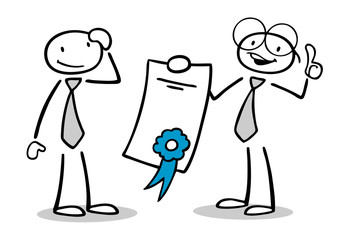 Cartoon Leute mit Auszeichnung halten Daumen hoch