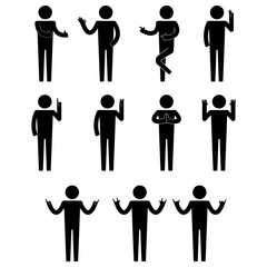 man with various hand sign to show icon sign symbol vector pictogram
