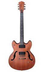 Naklejka premium Hollow body electric guitar with humbuckers. Isolated white background