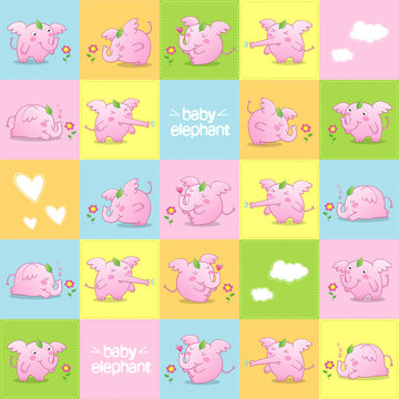 Pink Baby Elephant Pattern