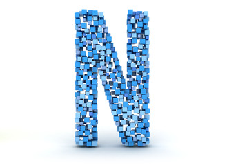3D letter N build out of cubes