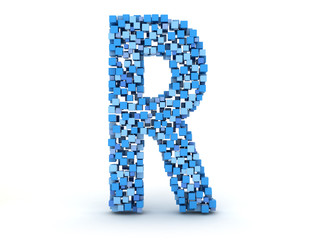 3D letter R build out of cubes