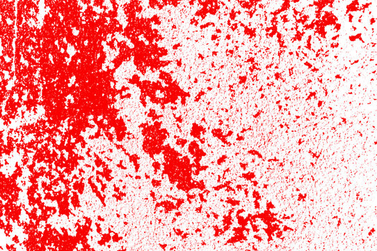 Blood splash texture grunge red color on white background. Blood splatter, spray. Close up