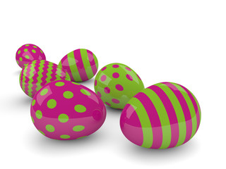 3d easter eggs isolated on white background