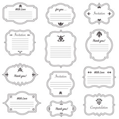 Vector decorative frames set, vintage style collection