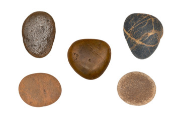 Pile of pebbles isolated on white background.
