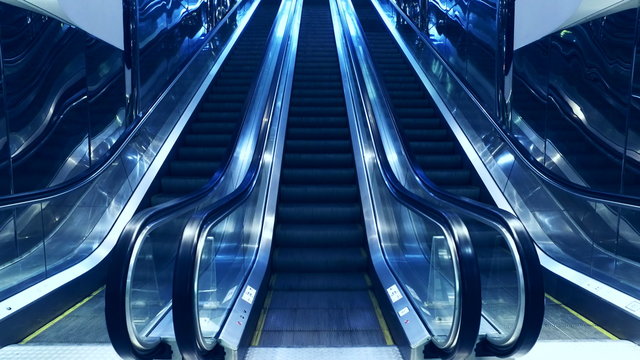 moving escalators empty. toned video